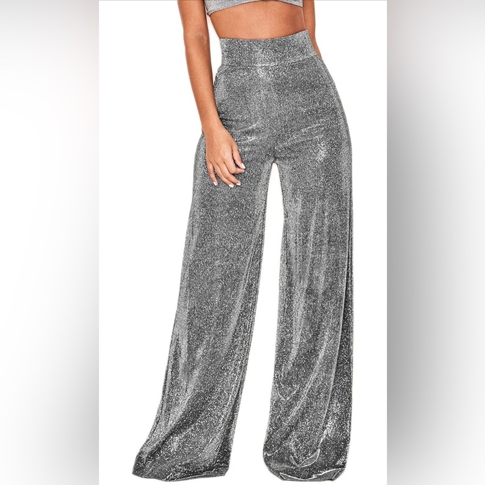 Metallic Sparkly Wide Leg Pants